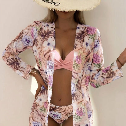 Bikini-Set Blumenmuster Damen Badeanzug Sommer