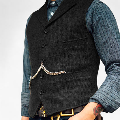Herren Anzugweste Zeitlos Elegant Schwarze Slimfit