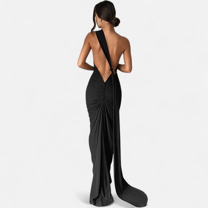 Damen Maxikleid Ein Schulter Neckholder Sommerkleid