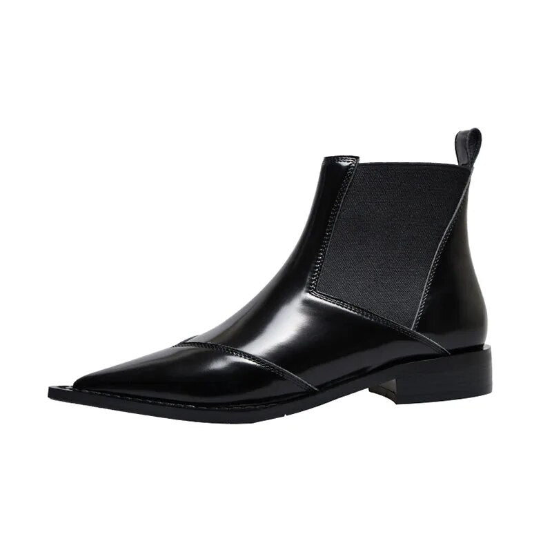 Damen Stiefeletten Schwarz Niedriger Absatz