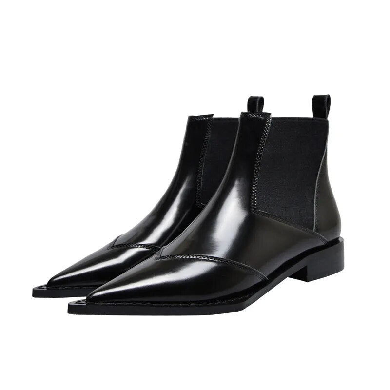 Damen Stiefeletten Schwarz Niedriger Absatz