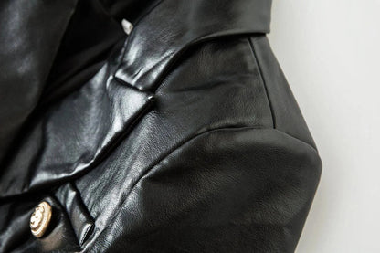 Lederblazer Damen Schwarz Elegante Geschäftsjacke
