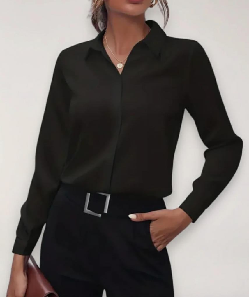Damen Bluse Büro Frühjahr Blume Knopfleiste Modern