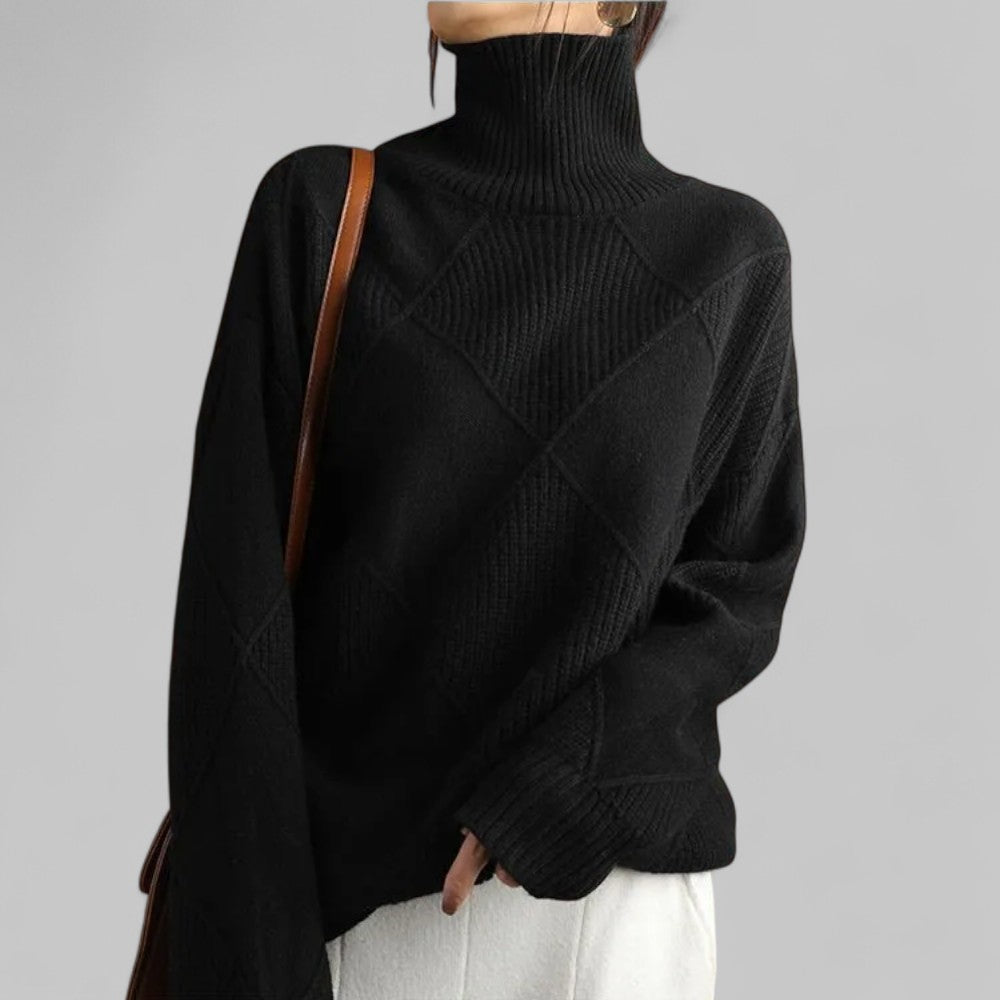Damen Pullover Rollkragen Locker Geschnitten Bequem - BerlinGlamour