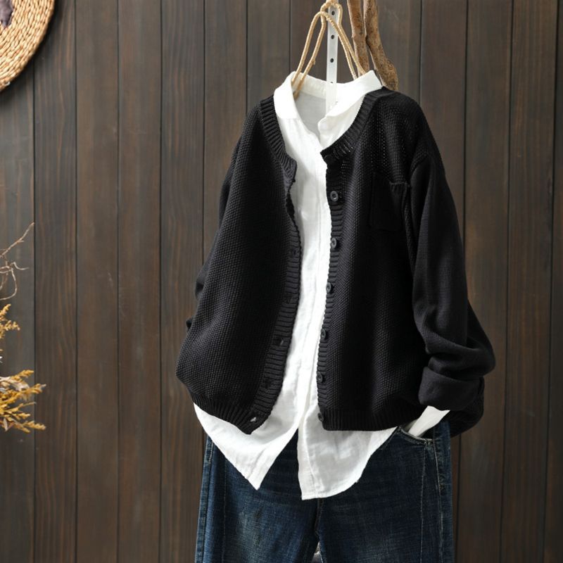 Damen Strickjacke Übergroß Knöpfe Oversized