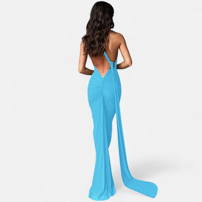 Damen Maxikleid Ein Schulter Neckholder Sommerkleid