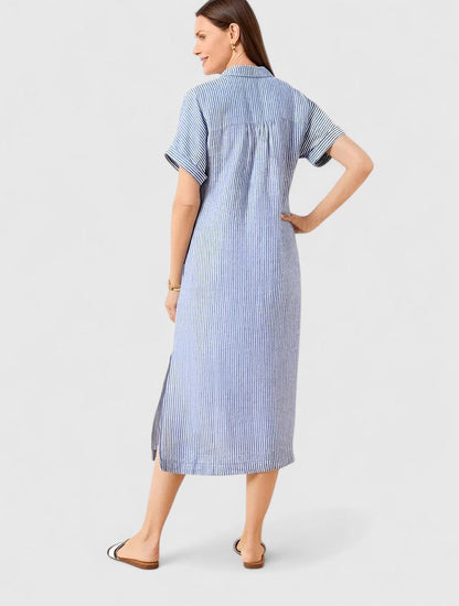 Damen Midikleid Gestreift Locker Leicht
