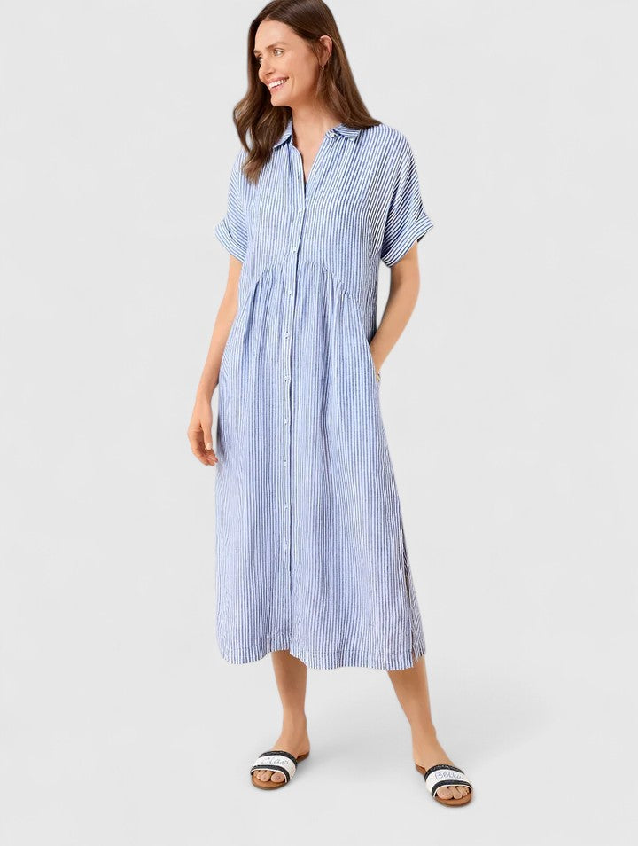 Damen Midikleid Gestreift Locker Leicht