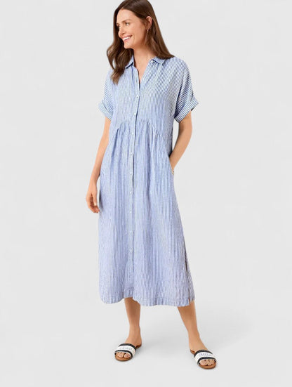 Damen Midikleid Gestreift Locker Leicht