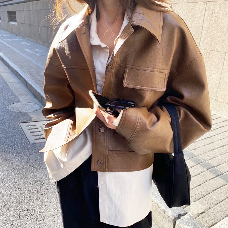 Damen Kurzjacke Modisch Bunt Boxy Schnitt
