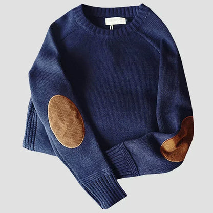 Herren Strickpullover Klassisch Warm mit Elbogenflicken Winter