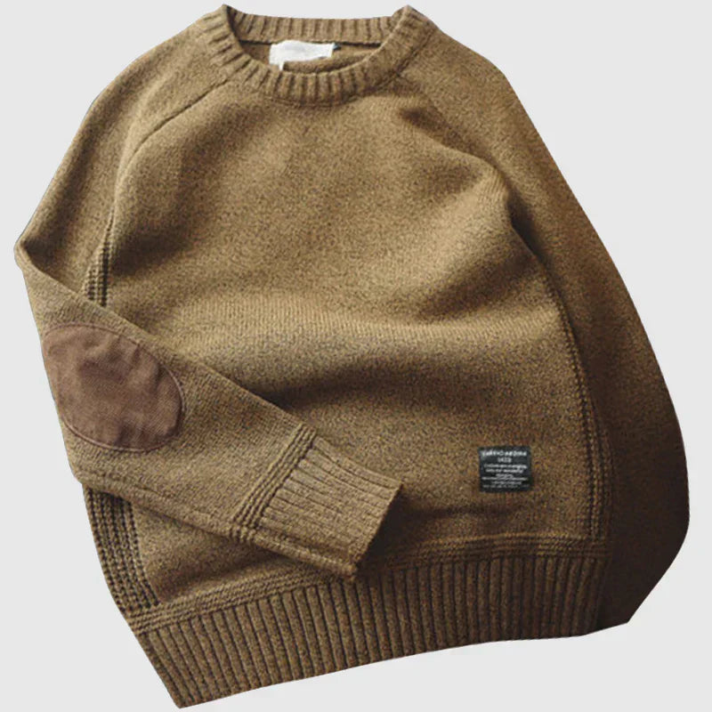 Herren Strickpullover Klassisch Warm mit Elbogenflicken Winter