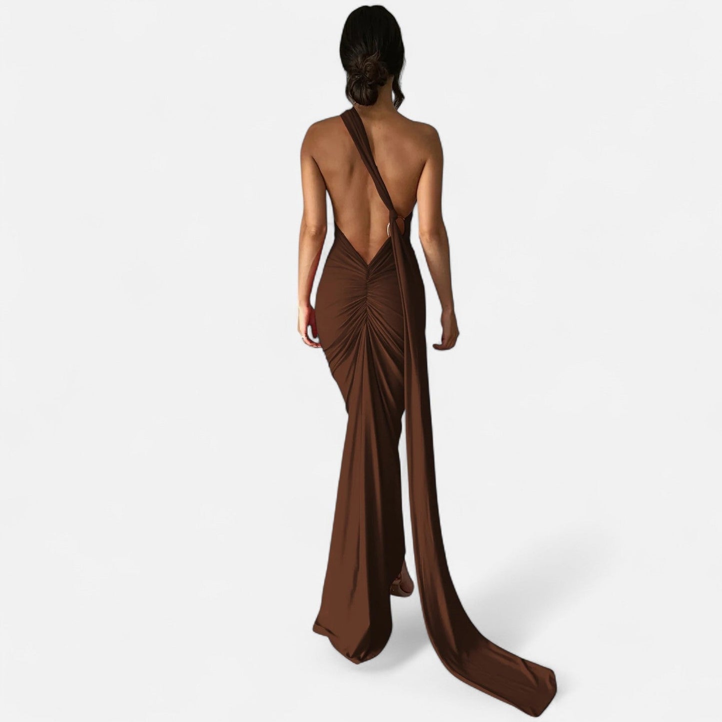 Damen Maxikleid Ein Schulter Neckholder Sommerkleid
