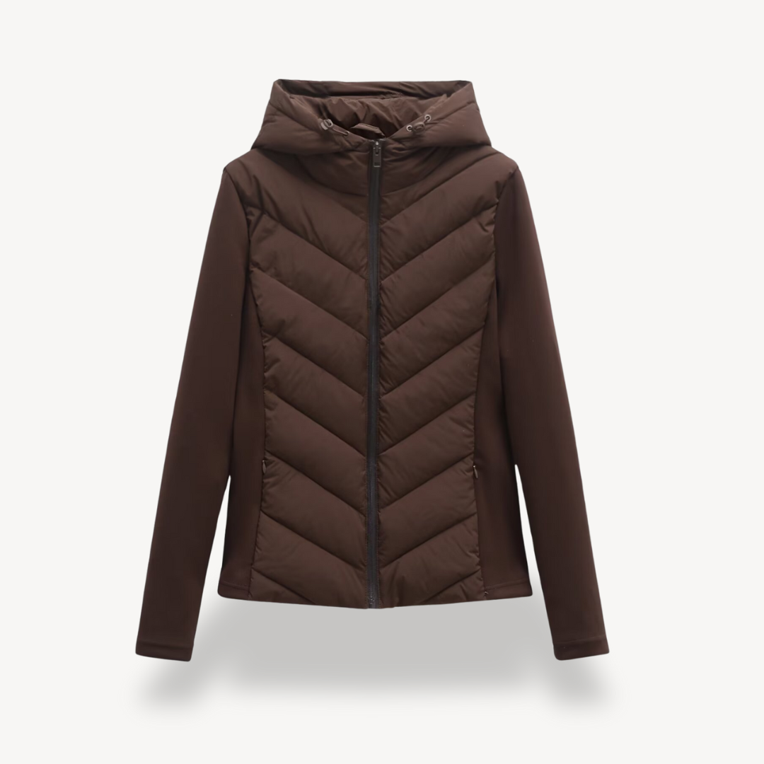 Damen Steppjacke Chevron Muster Modern