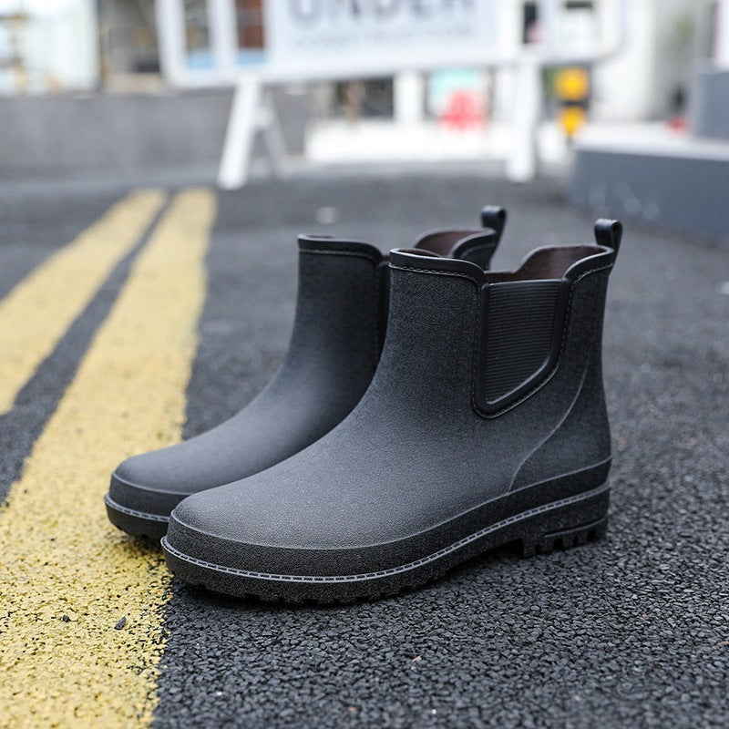 Herren Regenstiefel Wasserdicht Halbhoher Stiefel Schwarz