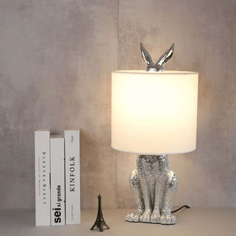 Kaninchen Tischlampe Gold Dekorativ mit Schirm