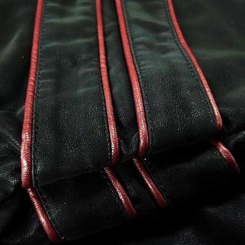 Lederjacke Männer Lässig Bikerjacke Schwarz