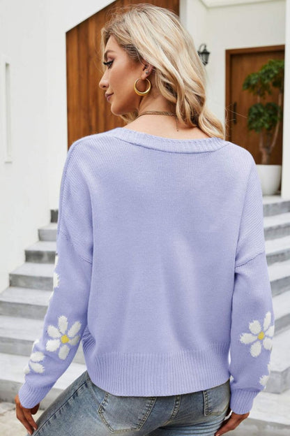 Floral Cardigan Damen Großkaros Drop Schulter