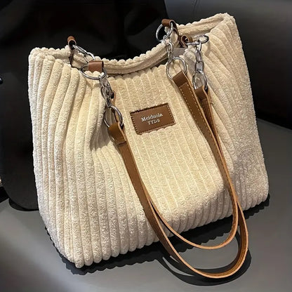 Große Damen Tasche aus Cord Stoff Chic und Geräumig