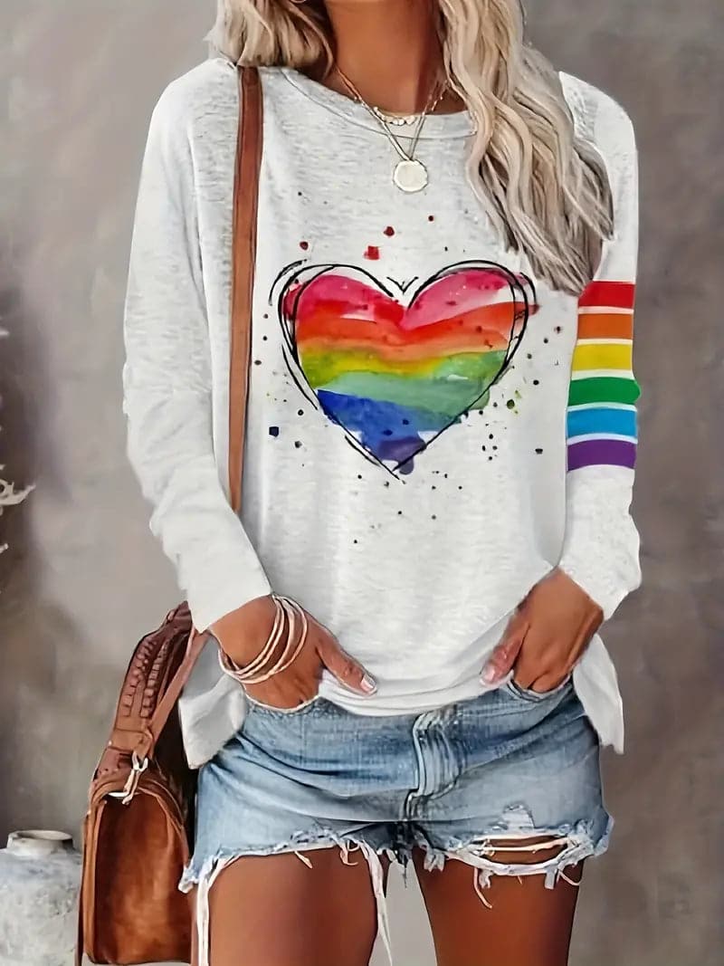Bunte Damen Oberteil Regenbogen Farben - BerlinGlamour