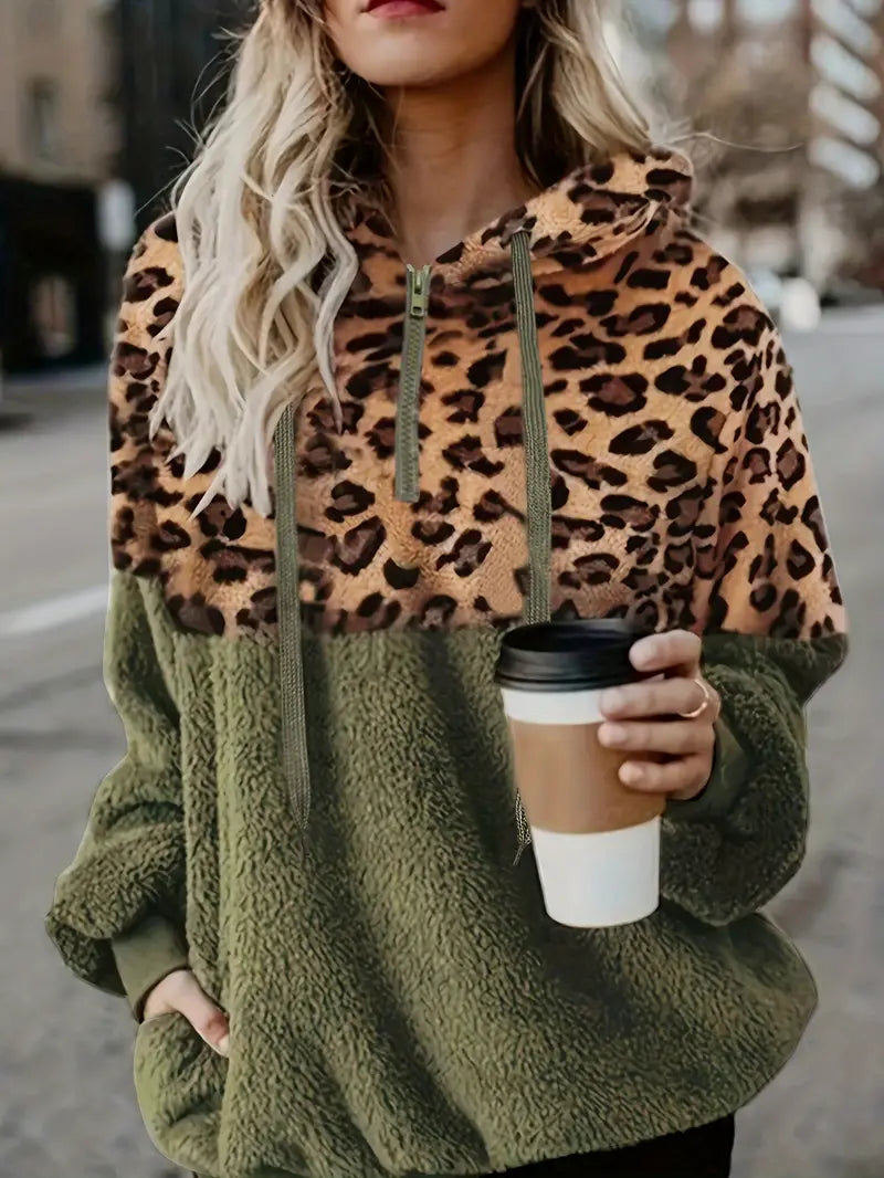 Leopardenpullover Frauen Farbblock Modern