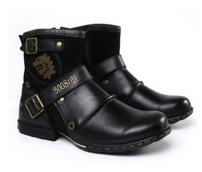 Herrenstiefel Vintage-Look Leder Stilisch Braun