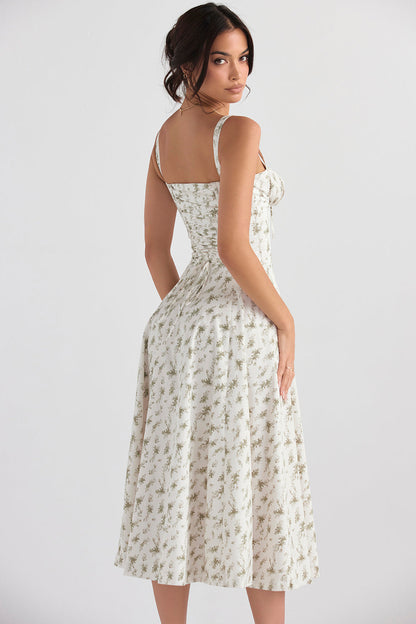Pastellgrünes Midikleid Taillenformendes Sommerkleid