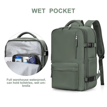 Reise-Rucksack Damen 35L Wasserdicht mit USB-Anschluss