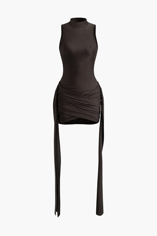 Elegantes Minikleid Bodycon Hochhalter mit Drapierung - BerlinGlamour