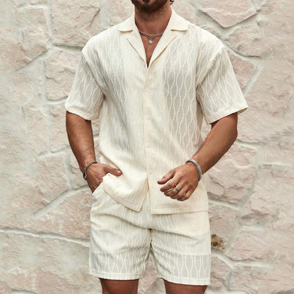 Herren Sommer Set Hemd Shorts Leicht Modern