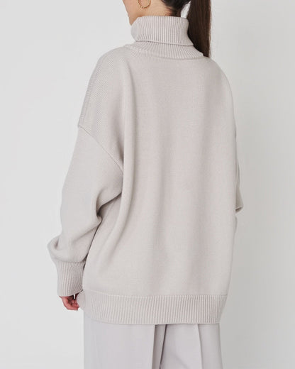 Damen Oversize Pullover Lässig High Neck Groß