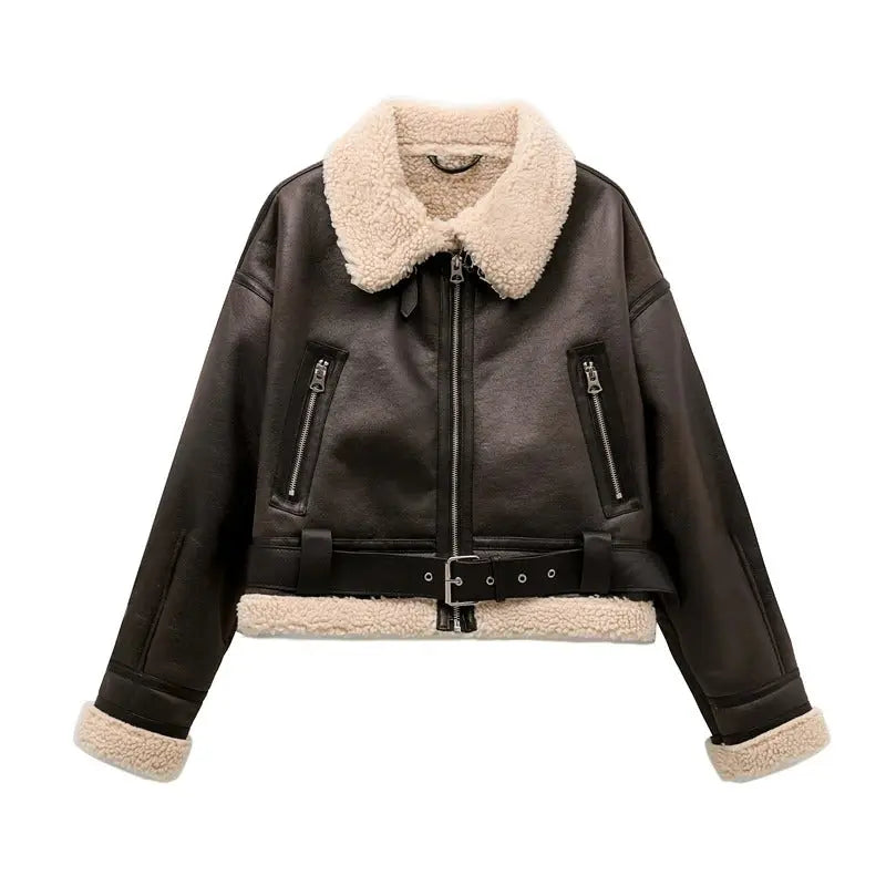 Damenjacke Plüschgefüttert Warm Modern