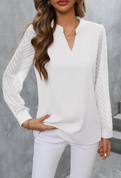 Elegantes Damen Top V-Ausschnitt Chiffon Bluse