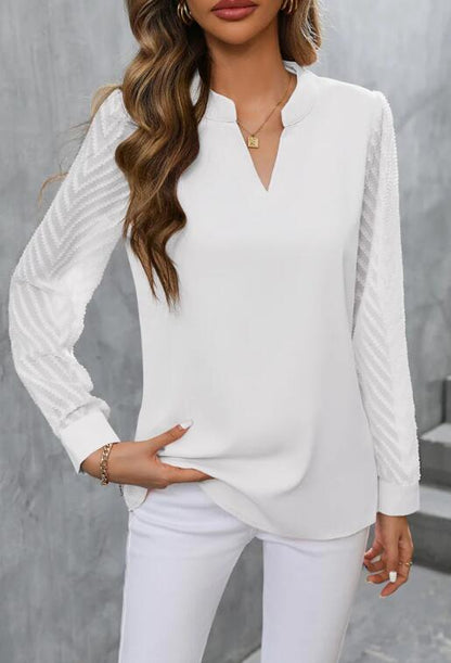 Elegantes Damen Top V-Ausschnitt Chiffon Bluse