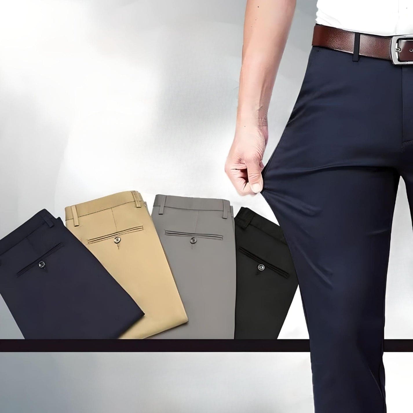 Herren-Hose Elegant Business-Anzug-Hose Schwarz