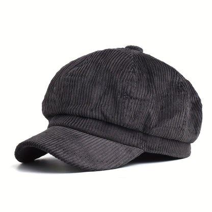 graue cordcap mit weicher struktur und kurzem schirm