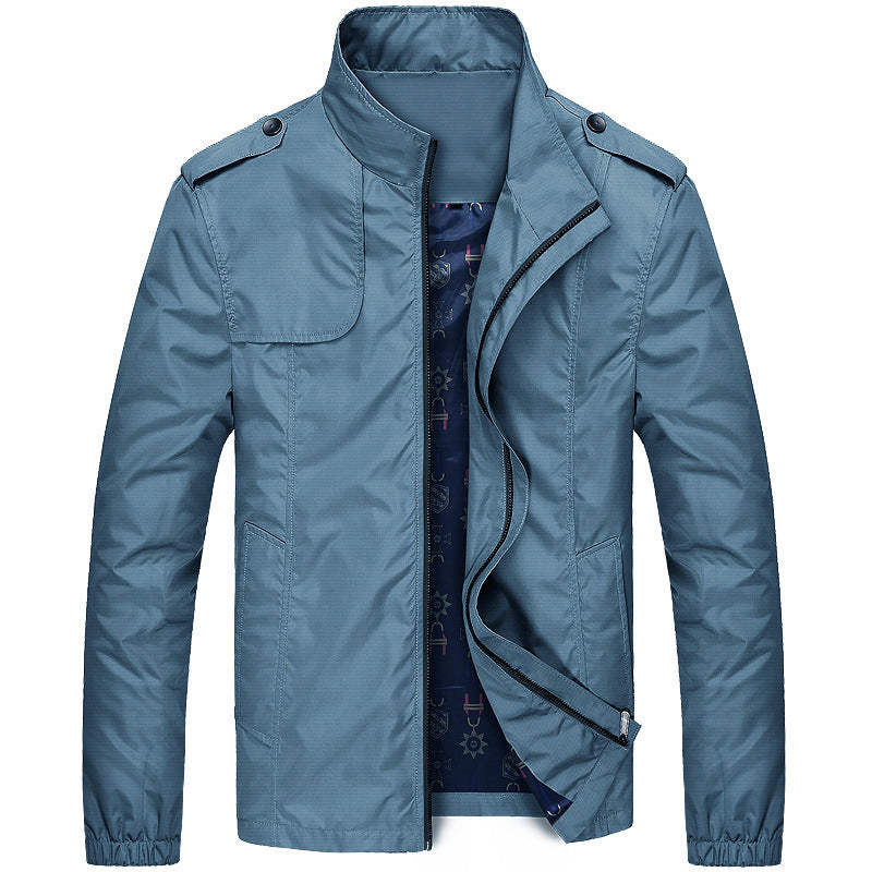 Männer Zip Up Jacke Stehkragen Schlicht Elegannt