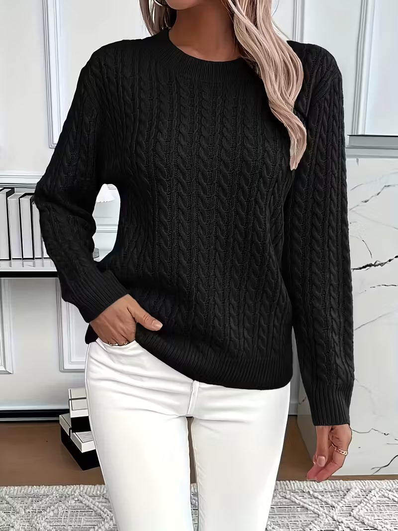 Damen Strickpullover Zopfmuster Weich Warm Winter