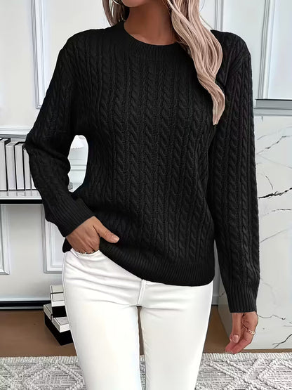 Damen Strickpullover Zopfmuster Weich Warm Winter