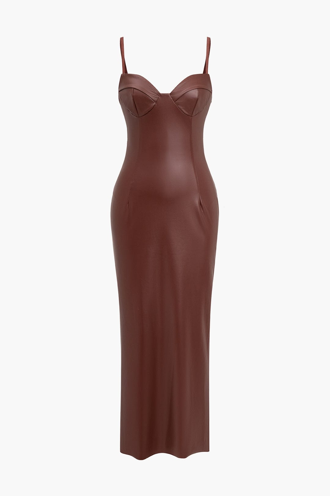 Leder Maxikleid Elegant Verführerisch Damenkleid Schwarz