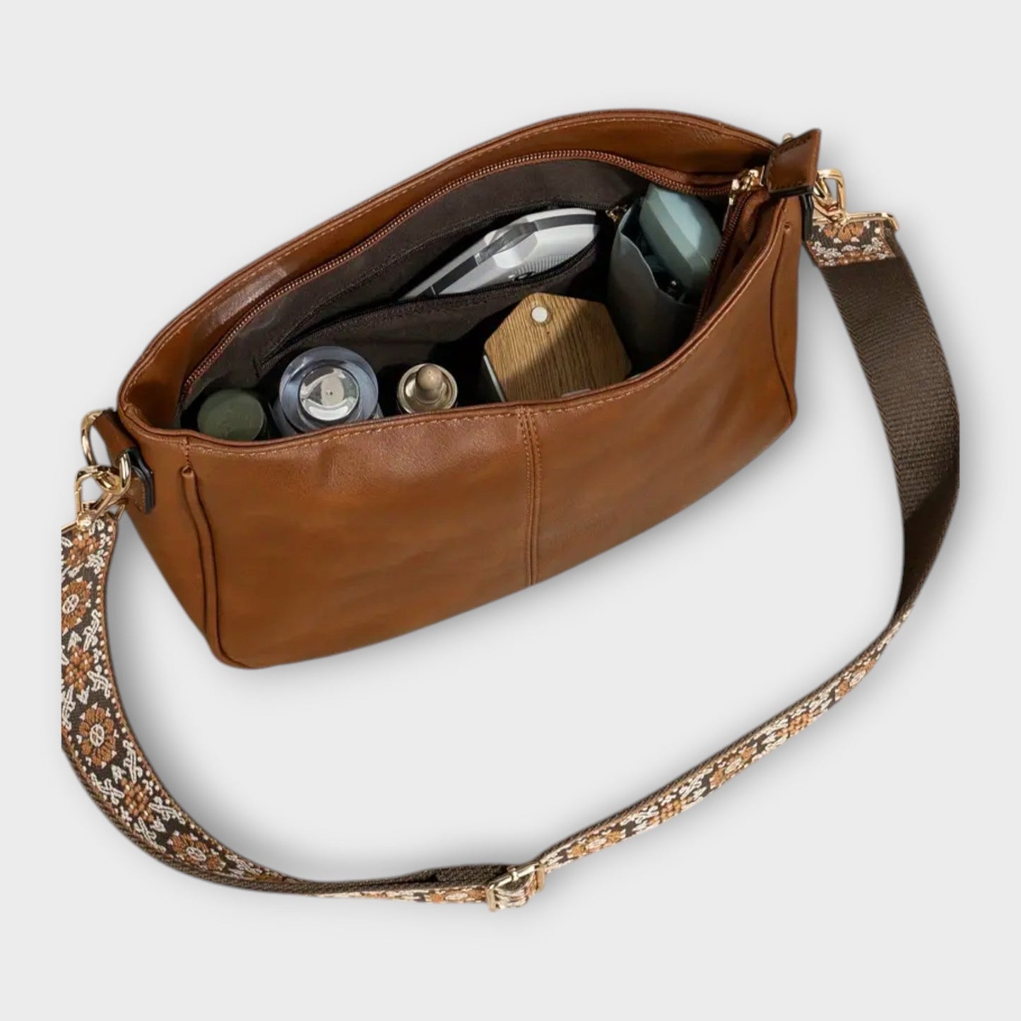 Damen Schultertasche Boho Stil Leder Optik