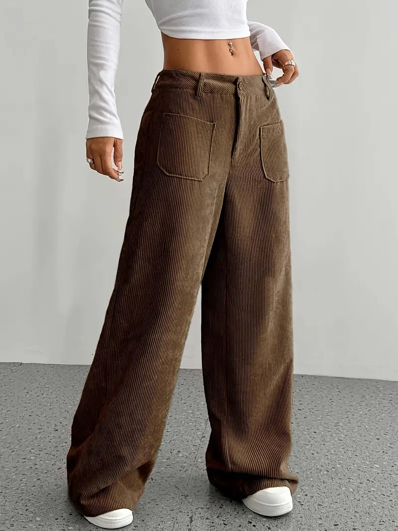 Damenhose Weite Bein Cordhose Frauen Trend