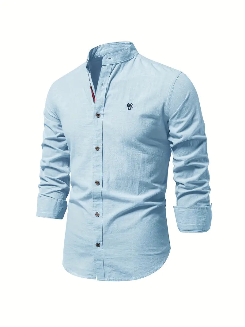 Herren Leinenhemd Knopfverschluss Sommer Modern