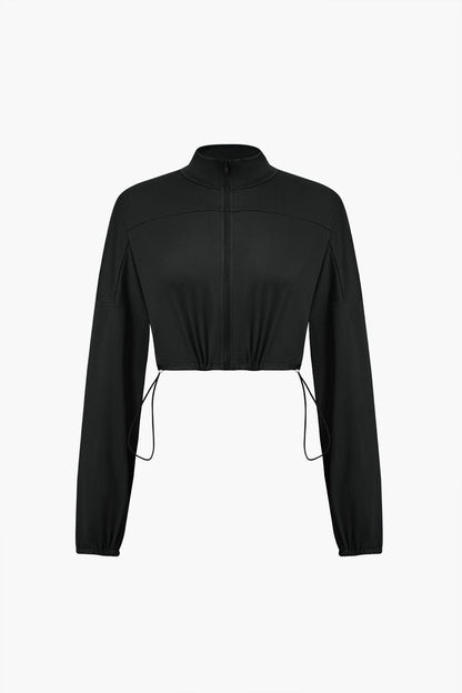 Sportliches Zweiteiler Set Cropped Jacke Leggings