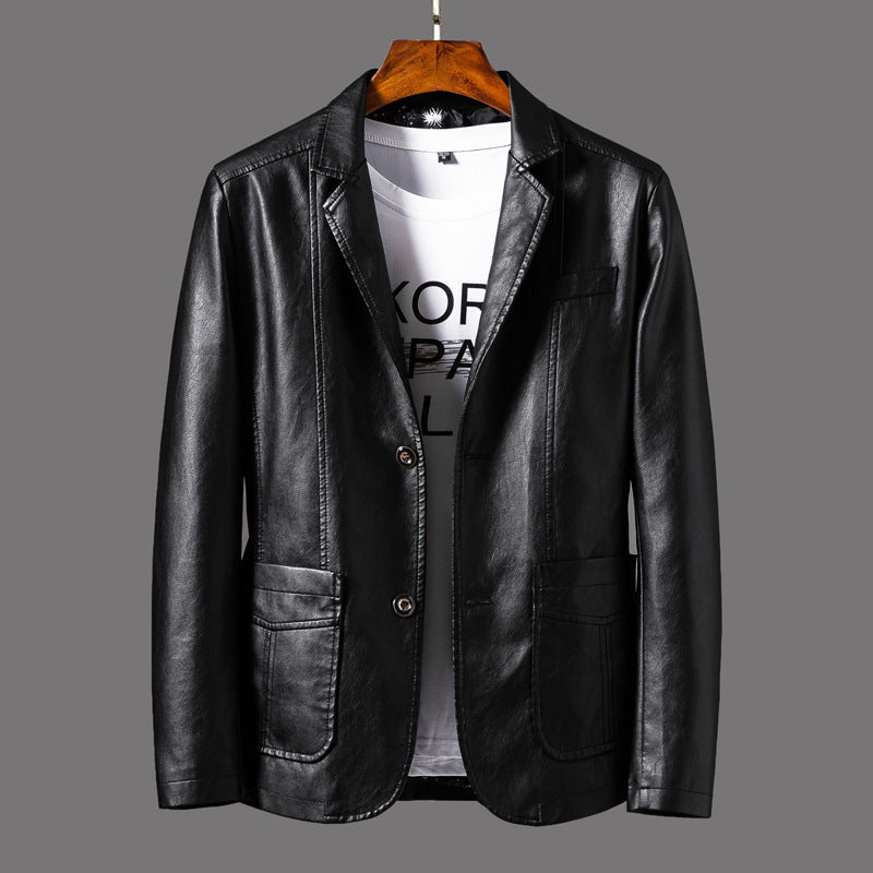Herren Lederjacke Elegante Ledermantel Mit Reißverschluss