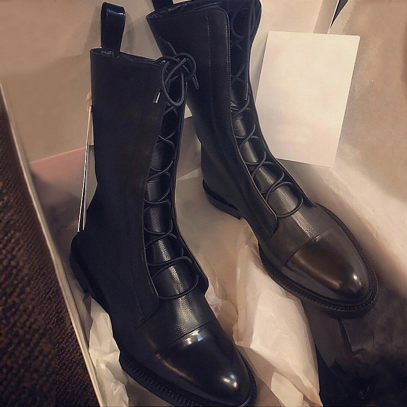 Damen Stiefeletten Elegante Braun Lederschuhe