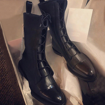Damen Stiefeletten Elegante Braun Lederschuhe
