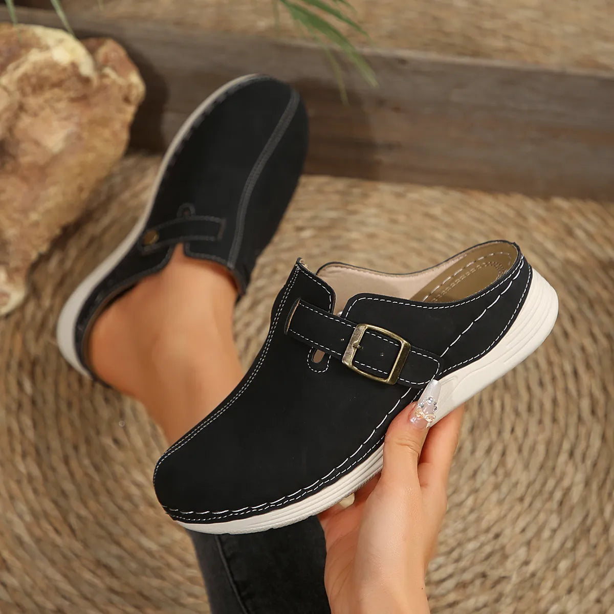 Wedge Sandalen Metallbuckel Nieten Stilvoll Damen