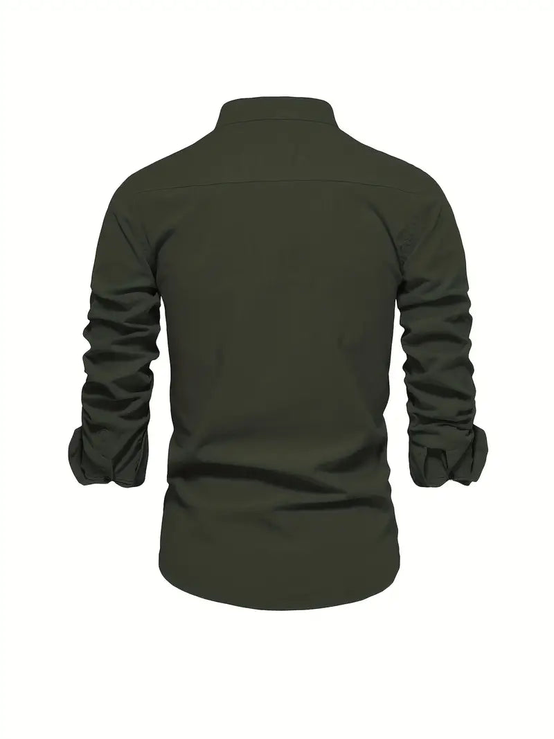 Herren Leinenhemd Knopfverschluss Sommer Modern