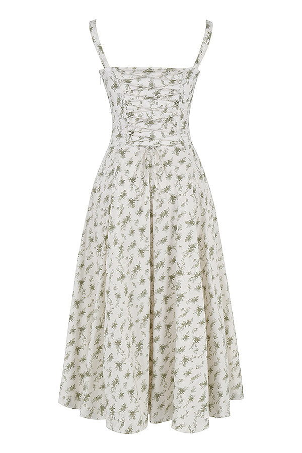 Pastellgrünes Midikleid Taillenformendes Sommerkleid